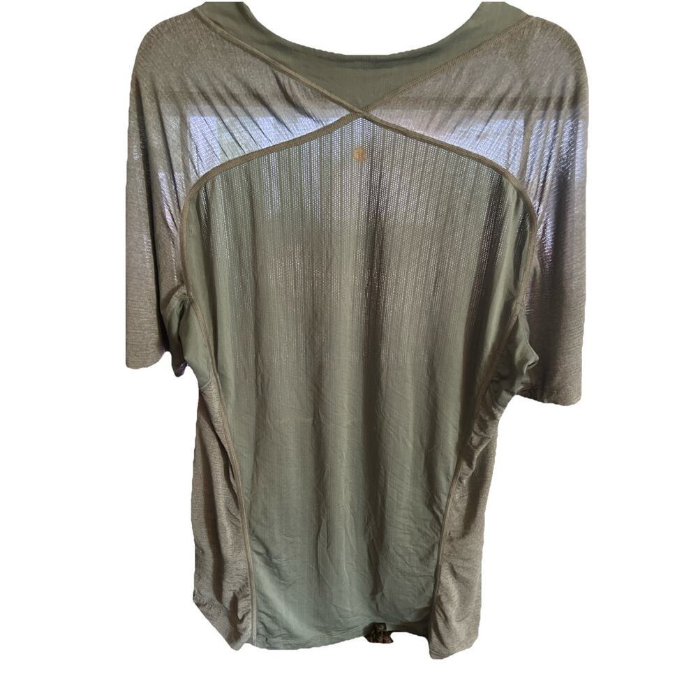 Lululemon Lt Aqua S/S Top Tee Sz ?Womens Hip Area Ruche Sheer Activewear EUC